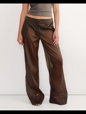 NWT St. Agni Tailored Transparent Pants - Black Olive Size Small